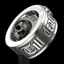 Till Death Do Us Part039 Hip Hop Men039s Fashion Stainless Steel Black Diamond Skull Band Ring Punk Gothic Engagement Jewelr4731914