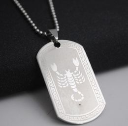 1 Scorpio stainless steel 12 twelve constellation sign necklace Zodiac symbol amulet Korean lucky gifts men family children jewe3591436