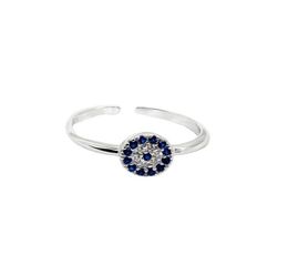 Charming S925 Sterling Silver Exquisite Blue Evil Eye Stacking Ring with Cubic Zirconia for Women JZR3061114481