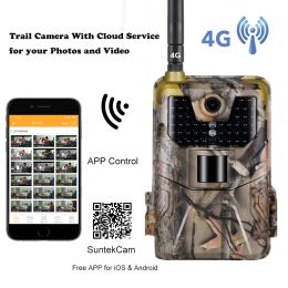 Cameras APP Control Hunting Trail Camera FREE Cloud Service 4G 30MP 2K Wireless Wildlife Cameras Night Vision Surveillance HC900Plus