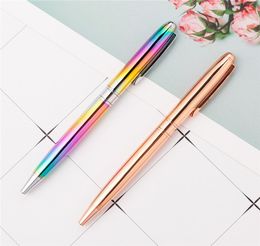 NEW Rainbow Rose Gold Metal Ballpoint Pen Student Teacher Writing Gift Advertising Signature Business Pen Stationery Office Suppli4182147