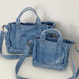 Shoulder Bags Vintage Denim Large Capacity Women's Bag Fashion Solid Colour Ladies Messenger Simple Square Female Tote Handbag