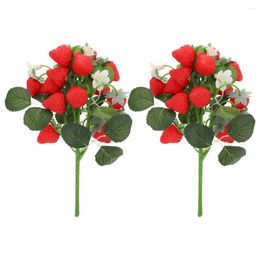 Party Decoration Lifelike Strawberry Stem Simulation Bouquet Book Vase For Flowers Home Desk Fake Fruit