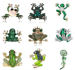 Animal 9 Styles Green Enamel Brooch Vintage Crystal Brooches Badge Pop Culture Lapel pin Frog Jewelry gift for Friends5413312