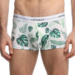 Underpants Underwear Mens Boxer Bulge Pouch Comfortable Hawaii Print Mid-waist Breathable Sexy Boxershorts Men Homme