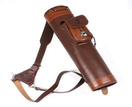 Traditional Shoulder Back Quiver Bow Leather Arrow Holder with Large Pouch Handmade Straps Belt Bag Brown9273443