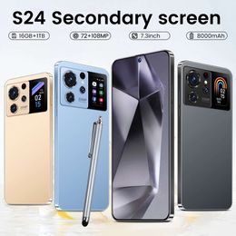 New S24 Phone with Real and Secondary Perforation, Large Screen 2+16GB Android Smartphone