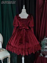 Casual Dresses Lolita Women Dress Velvet Cake Retro Long Sleeve Female Autumn Party Princess Vestidos