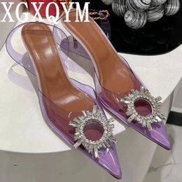 Dress Shoes Sexy Clear PVC Crystal Sandals Women Jelly Colour Pointy Toe High Heels Pumps Summer Formal Bride Party Mujer