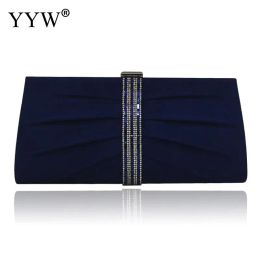 Bags Luxury Deep Blue Evening Bag Women Elegant Ruched Clutch Bags Wedding Bride Elegant Clutches Soft Surface Fashion Party Purse