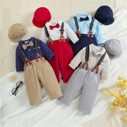 Clothing Sets Pudcoco Infant Baby Boys 3Pcs Gentleman Outfits Long Sleeve Dots Print Shirt Suspender Pants Hat Set Clothes 0-18M