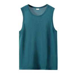 Summer Mens Wide Shoulder Cotton Tank Top Slim Fit Fitness Sweat-absorbing and Breathable Sweatshirt Youth Sleeveless T-shirt 240419