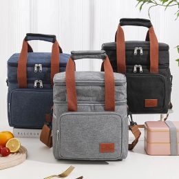 Bags Double Layer Thermal Lunch Bag Large Capacity Picnic Bento Box Meal Pouch Food Insulated Cooler Delivery Bags for Women Men Kids