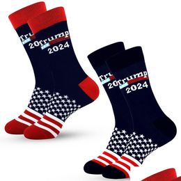 Party Favor Trump 2024 Socks President Maga Letter Stockings Striped Stars Us Flag Sport Drop Delivery Home Garden Festive Supplies E Dhip6