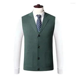 Men's Sweaters Top Grade Knit Blazer Vest Autumn & Winter Waistcoat Jacket Office Man Knitwear Cardigan Sleeveless Buttons Sweater Coat