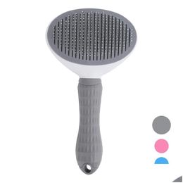 Dog Grooming Self Cleaning Slicker Brush For Cat Pet Shedding Comb Brosse Tool Mass Particle Drop Delivery Home Garden Supplies Dhujv