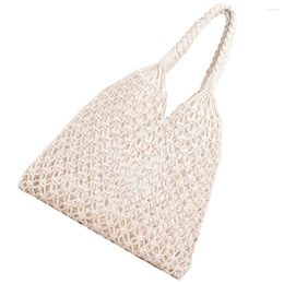 Storage Bags Grid Beach Bag Shopper Woven Crochet Straw Shopping Cart Summer Mesh Cotton Rope Trendy Travel Tote