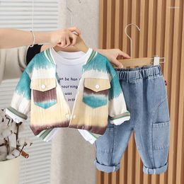 Clothing Sets 2024 Spring Baby Outfits For Boy Clothes 1 To 2 Years Fashion Sfumato Double Pockets Jackets T-shirts Pants 3PCS Boys Suit