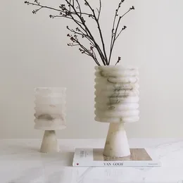 Vases Natural Primary Colour High Footed Stone Vase Ornament Creative Threaded Entryway Desktop Lucite Decorative Flower Vessels