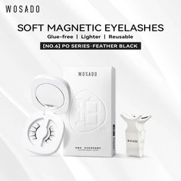 WOSADO Magnetic Lashes No6 FEATHER BLACK Professional Premium Reusable Safe Dupont 3D Patented False Eyelashes Romantic Fairy f 240415