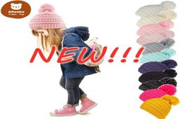 NEW Beanie Kids Knitted Hats Kids Chunky Skull Caps Winter Cable Knit Slouchy Crochet Hats Outdoor Warm Beanie Cap 11 Colors 506367610