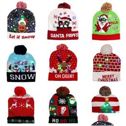 Party Hats 17 Style Led Christmas Winter Warm Cartoon Cap Adt Children Kids Xmas Glow Knitted Beanies Drop Delivery Home Garden Fest Dhtzn