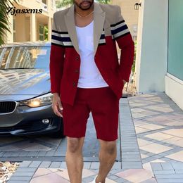 Mens Clothing Summer Single-Breasted Outfits Men Business Office Short Pants Suit Fashion Casual Long Sleeve Two Piece Sets 240417