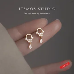 Stud Earrings ITSMOS S925 Silver Sweet Ring Studs Diamond Water Drop Female Girl Heart Summer Crystals For Women