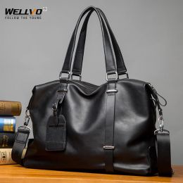 Bags Men's Business Travel Handbags Male High Quality PU Leather Shoulder Bags Large Capacity Luggage Pack Bag Duffle Tote XA743ZC