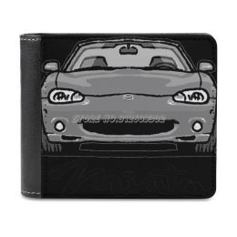 Clips MX5 Miata NBNB1 Grey Men's Wallet Leather Purse Holder Credit Card Short Wallet Mx5 Miata Jdm Roadster Mx5 Miata Mazda Mx5 Mazd