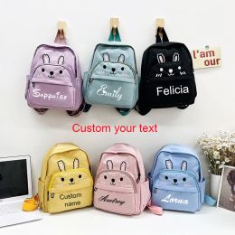 Backpacks Personalised Toddler Backpack for Girls Cute Cartoon Rabbit Ears Girl Kids Backpack for Rabbit Custom Name Travel Baby Backpack