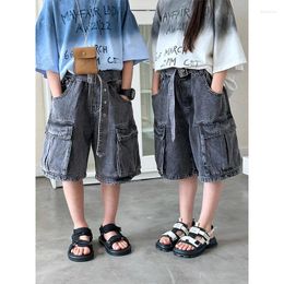 Trousers Children Clothing Boys And Girls Shorts 2024 Summer Korean Style Denim Fashion Fashionable Cargo Pants