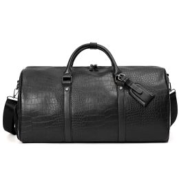 Bags Vintage Alligator Crocodile Pattern Leather Travel Bags Handbags Men Shoulder Messenger Duffle Handbag
