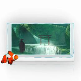 Aquariums Fish Tank Background Sticker, Asia Japanese Torii Nature HD Printing Wallpaper Aquarium Backdrop Decorations PVC