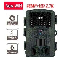 Cameras Outdoor 48mp 2.7K HD Wifi Camera Trail with Night Vision Wildlife Hunting Surveillance Trap Cam Waterproof Hunt Camera
