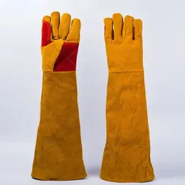 Disposable Gloves 35/45/60cm Long Sleeves Leather Welding Heat Resistant Fire Insulation Cowhide Puncture