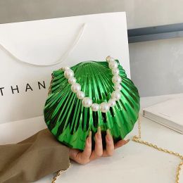 Bags Trendy New Ladies Handbags Fine Acrylic Seashell Shoulder Bags With Pearl Chain Wedding Party Evening Bags Clutches Women Purses