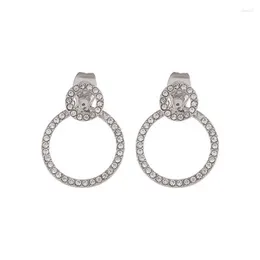 Stud Earrings Zircon Front And Back Circle For Women Jewellery Delicate Earings