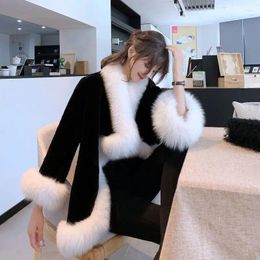 Women's Fur Autumn And Winter 2024 Imitation Mink Fleece Coat Thickened Shawl Cloak Slimming