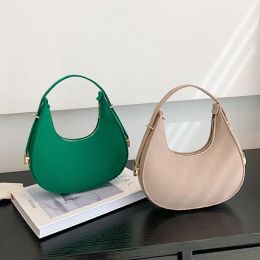 Luggage BBA006 Women's Fashion Small Clutch Handbags Retro Solid Colour PU Leather Shoulder Underarm Hobos Bag