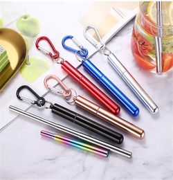 Stainless Steel Coloured Portable Reusable Folding Drinking Straws Stainless Steel Metal Whole Telescopic Foldable Straws1199608