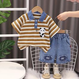 Clothing Sets Toddler Boy Outfits Summer Baby Boys Clothes 3 Years Striped Panda Short Sleeve T-shirts And Shorts Two Piece For