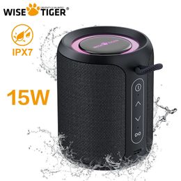 WISETIGER P1S IPX7 Waterproof Speaker Mini Portable Sound Box Bass Boost TWS Dual Pairing BT53 15W Wireless for Outdoor 240419