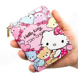 2024 new anime cartoon cat pattern womens wallet pu leather printed wallet mini cute short pull zero wallet carrying portable card bag as a gift