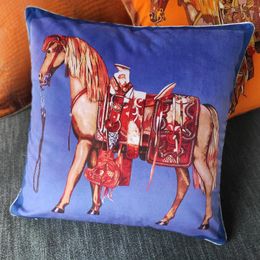 Pillow Lizzie Velvet Plush Double-sided Orange Horse Classic Pattern Printing Tassel Cover Package Cute