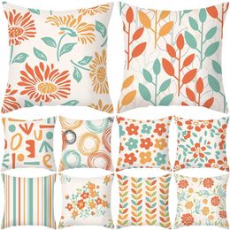 Pillow Plush Cover Decor Pillows For Sofa Living Room Flower Geometric Printed Square Ornamental Home
