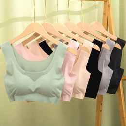 Yoga Outfit Ice Silk Bra Seamless Invisible Push Up For Women Sexy Lingerie U Neck Free Brassiere Pads Bralette Underwear