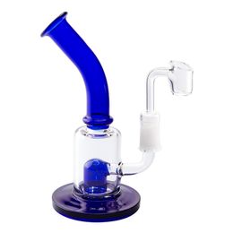 Headshop214 GB050 About 7.08 Inches Height Blue Glass Water Bong Dab Rig Smoking Pipe Bubbler 14mm Female Dome Bowl Quartz Banger Nail