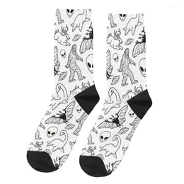 Men's Socks Cryptid Pattern Funny Retro Alien Street Style Seamless Crew Sock Gift Printed