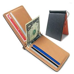 Wallets 2024 Fashion Unisex Small Leather Wallet With Money Clip For Man Mini Card Slot Men's Slim Purse Cash Holder